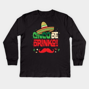 Cinco de Mayo Shirt Funny Mexican Cinco de Drinko Moustache Shirt Kids Long Sleeve T-Shirt